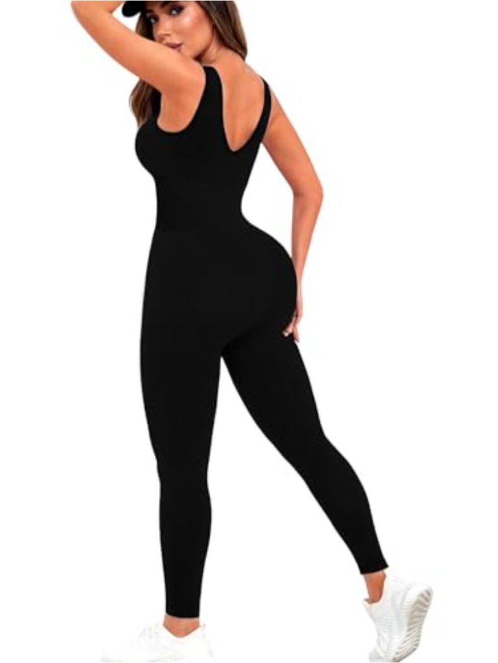 Seamless Ribbed Yoga Jumpsuit One Piece Sleeveless Exercise Romper
